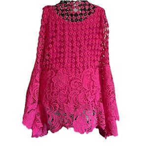 Marc Bouwer Crochet Top Women's L Snap‎ In Cami Asymmetrical Resort Barbiecore